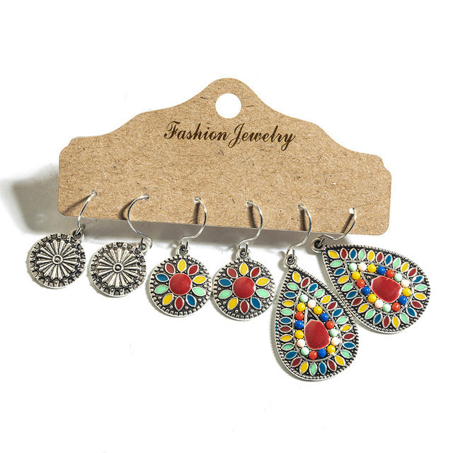 Wholesale Bohemian Drip Oil Alloy Earrings